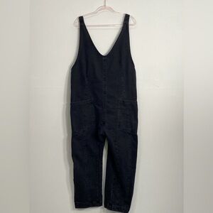 Free People Black Sleeveless Denim Jumpsuit